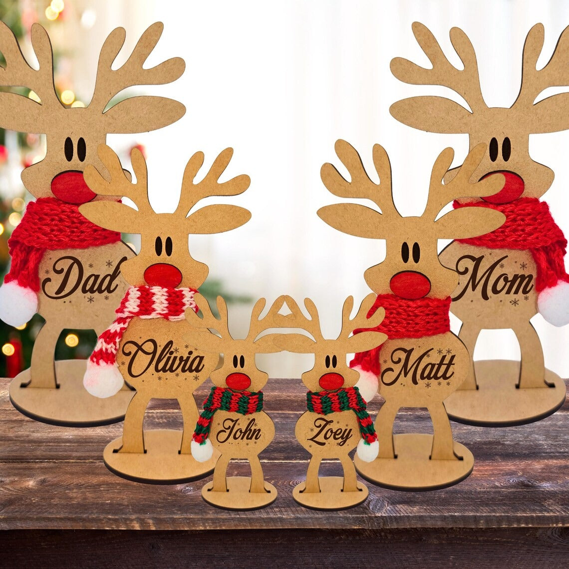 Personalized Family Christmas Reindeer Decoration, Christmas Ornament Gift