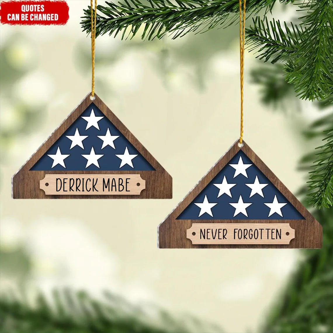 Personalized Veteran Flag Memorial Christmas Ornament, Military Ornament, Gift For Veteran