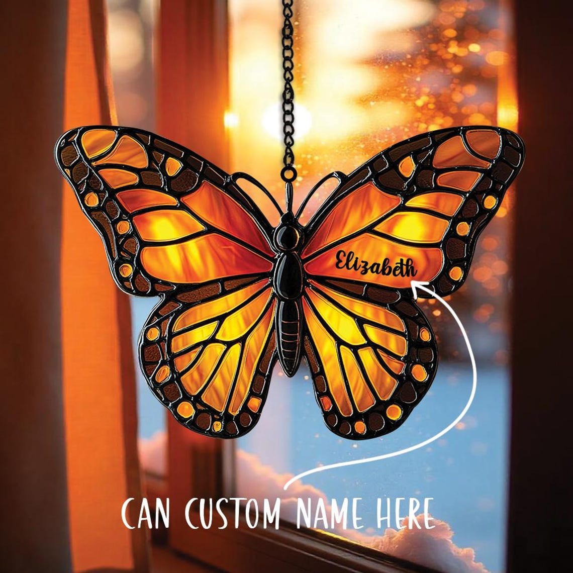 Monarch Butterfly Acrylic Window Suncatcher Ornament, Window Decor, Memorial Gifts