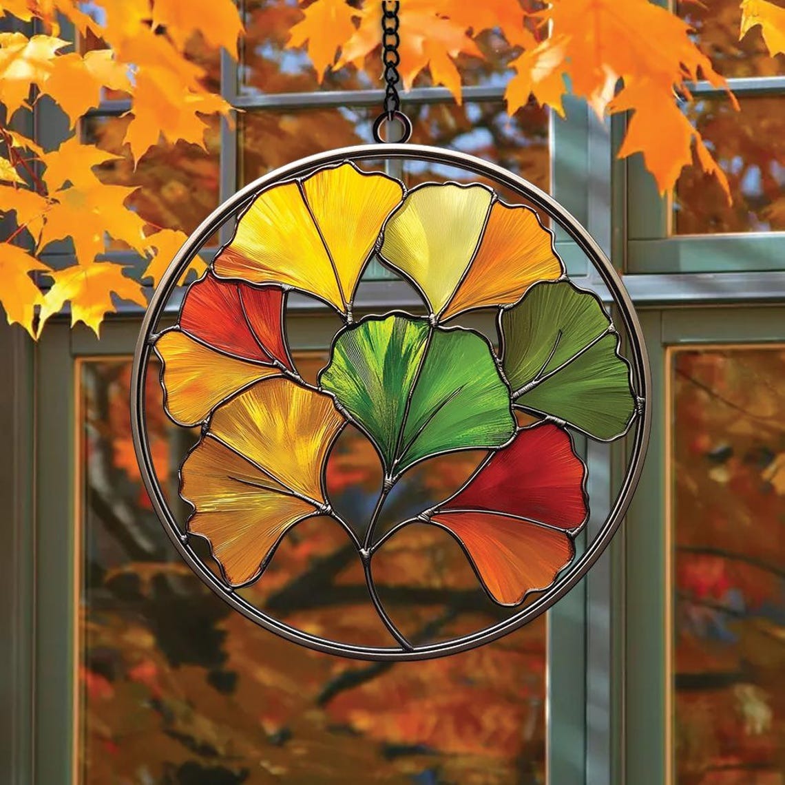 Ginkgo Leaf Acrylic Suncatcher Ornament, Gift For Plant Lover