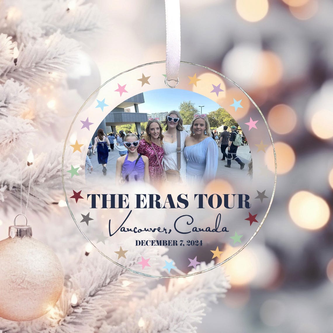 The Eras Tour 2024 Custom Photo Christmas Acrylic Ornament, Gift For Swifties