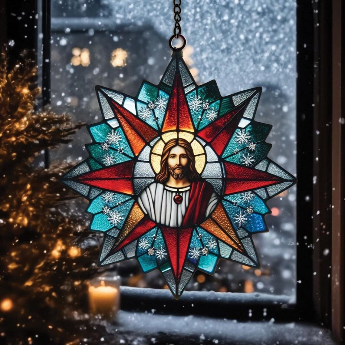 Jesus Christ Acrylic Suncatcher Ornament, Christmas Gifts, Christian Decor