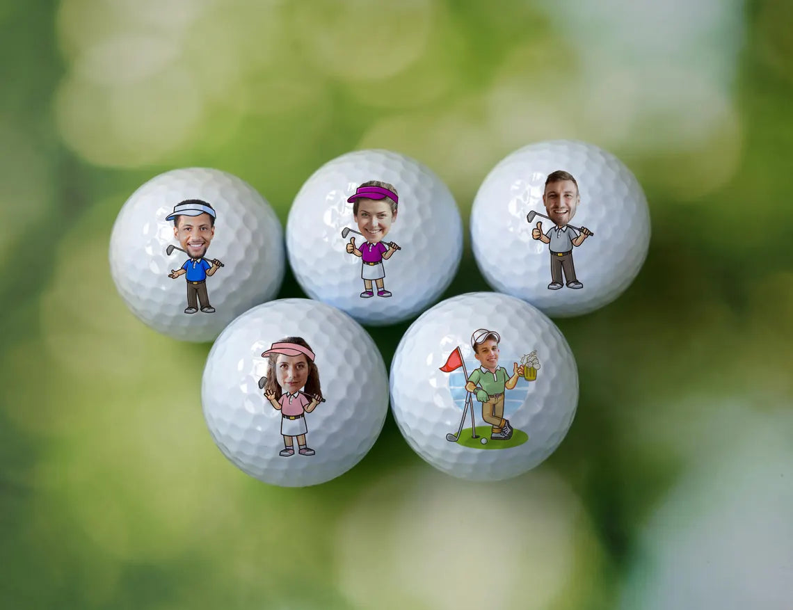 Custom Face Cartoon Golf Balls, Father's Day Gift, Golf Gifts For Men, Gift For Golfer