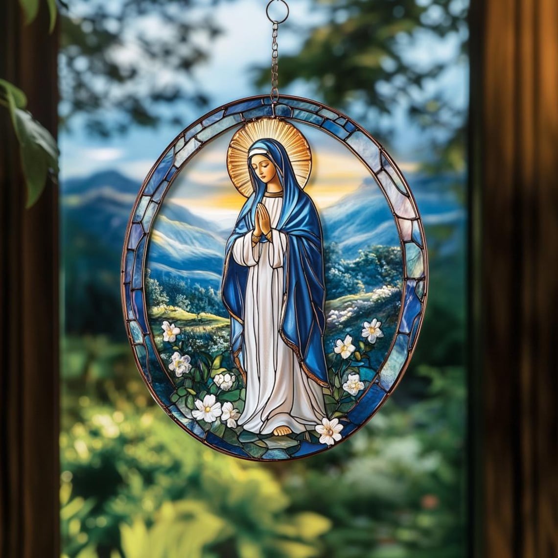 Virgin Mary Christmas Suncatcher Ornament, Mother of Jesus, Christmas Gifts