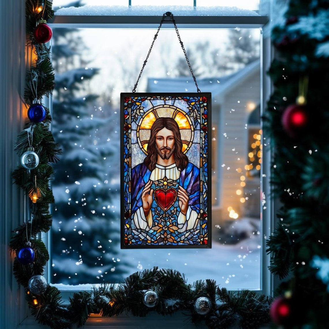 Jesus Christ Acrylic Window Suncatcher, Christian Decor, Christ Gifts