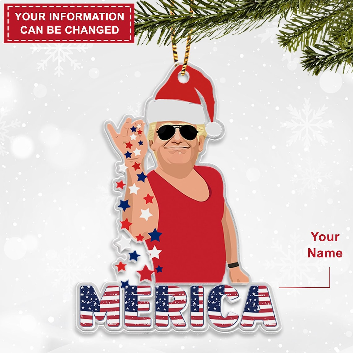 Trump2024 Acrylic Ornament, Trump Salt Bae, Funny Political Ornament, Christmas Decor