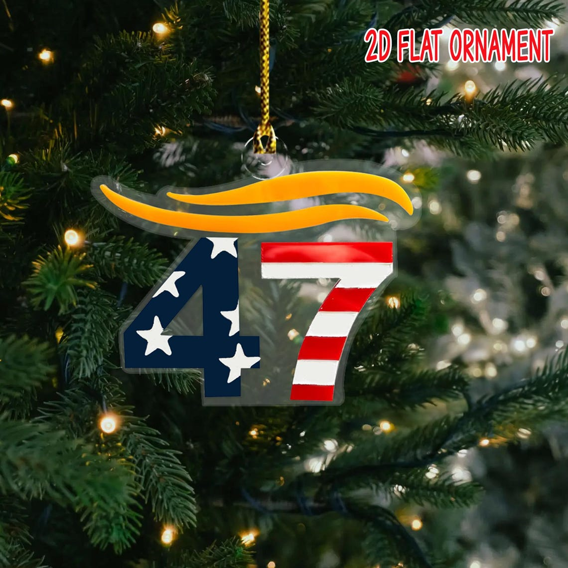 MakeAmericaGreatAgain, 47th Logo Trump2024, Christmas Acrylic Ornament, Christmas Decor