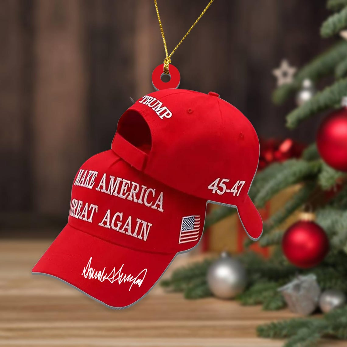 MakeAmericaGreatAgain, MAGA Hat 45-47, Trump2024, Christmas Acrylic Ornament, Christmas Decor