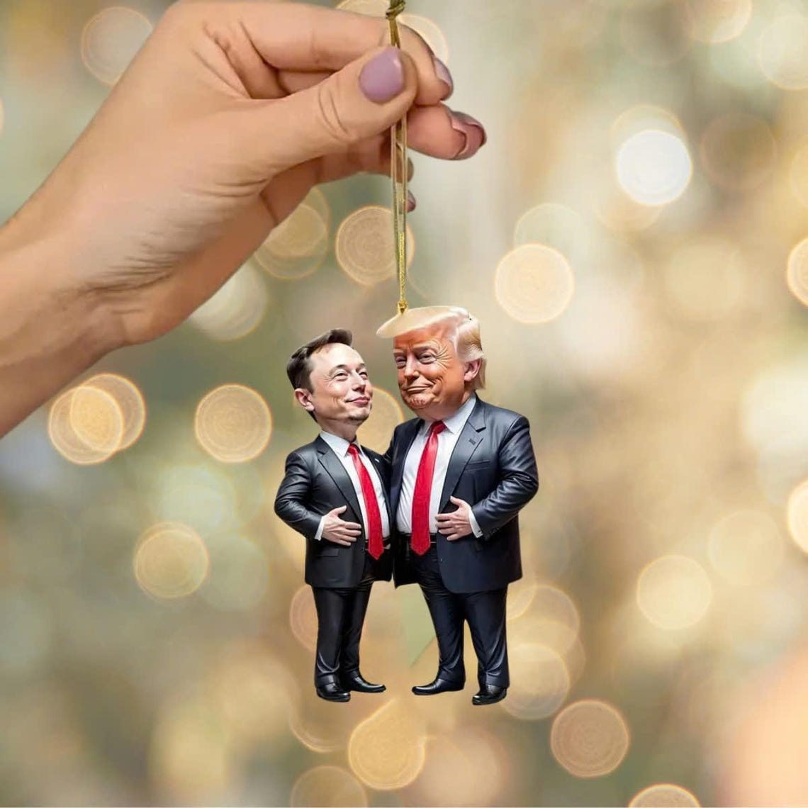 Trump2024 And Elon Musk Ornament, Funny Political Christmas Acrylic Ornament, Christmas Decor