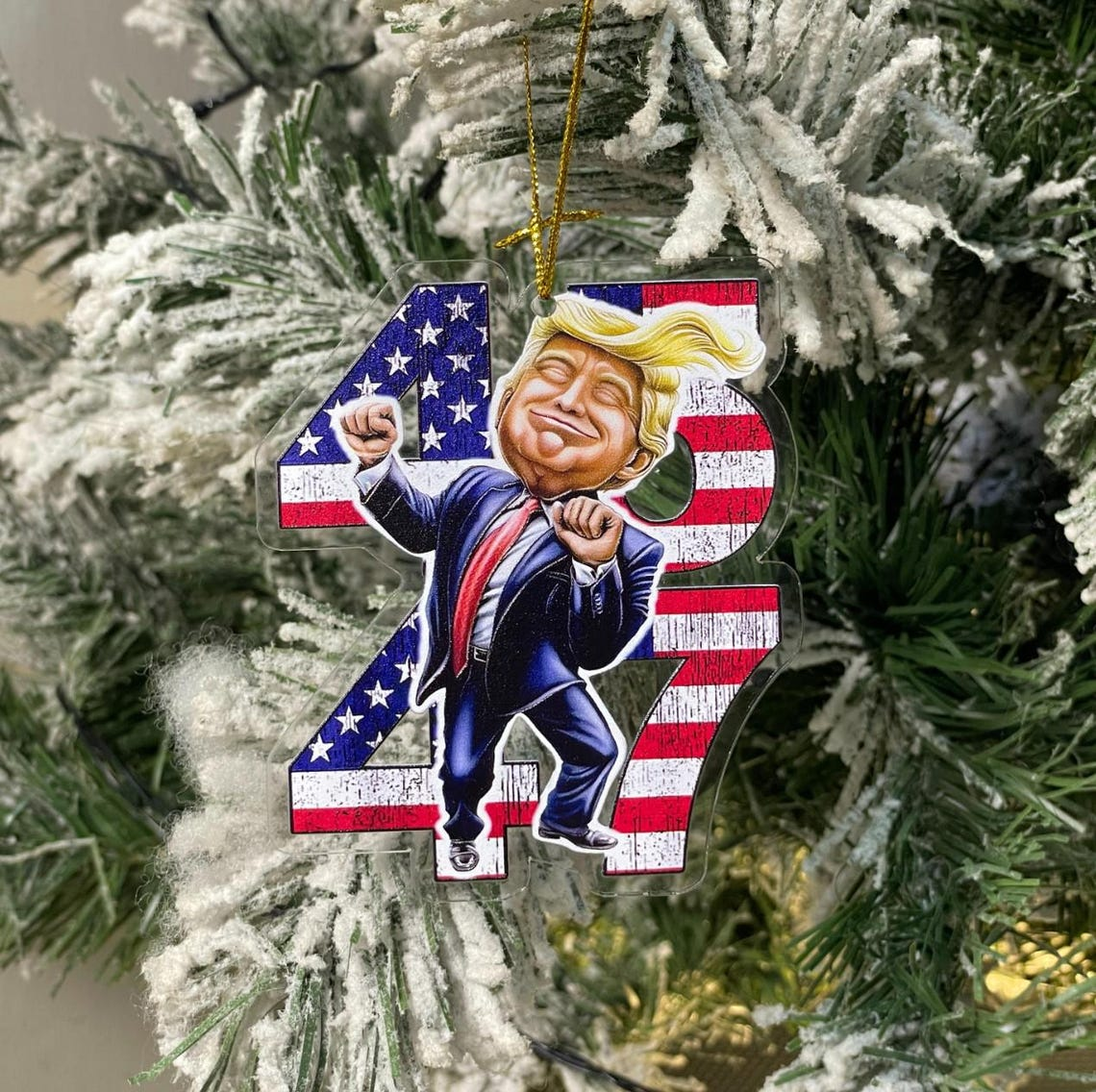 45 47th Trump2024 Acrylic Christmas Ornament, Funny Political Ornament, Christmas Decor