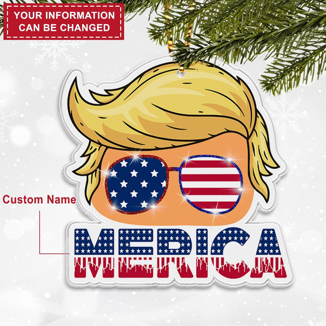 47th Trump2024 Acrylic Christmas Ornament, Funny Political Ornament, Christmas Decor