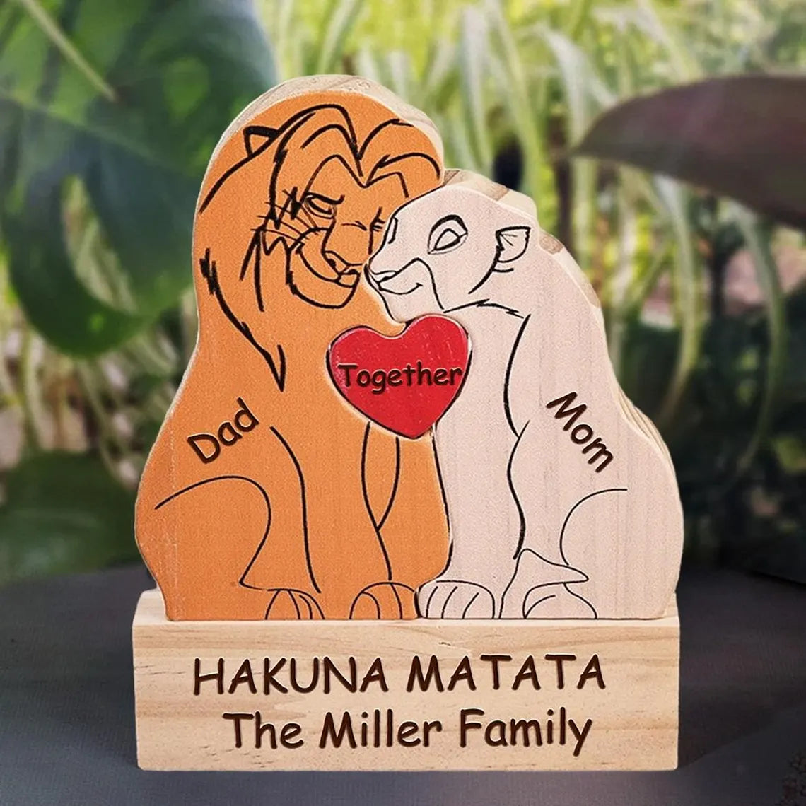 Lion Family Custom Engraved Wooden Puzzle, Mother's Day Gift, Gift For Mom