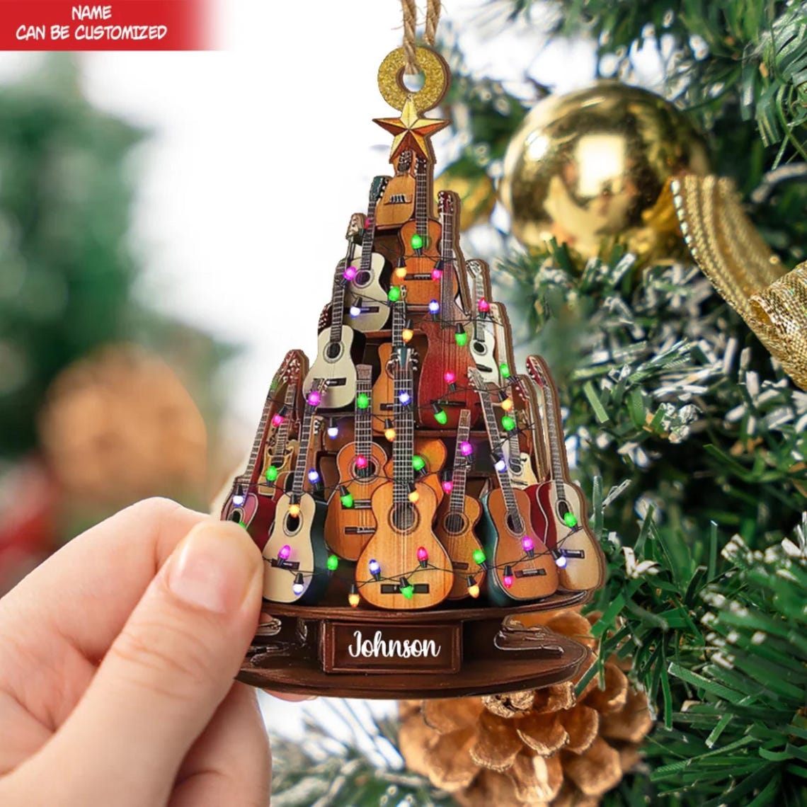 Custom Name Guitar Christmas Tree Ornaments, Custom Acrylic Keychains, Gift for Guitar Players