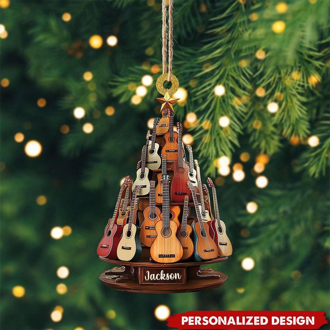 Custom Name Guitar Christmas Ornament, Custom Acrylic Keychains, Custom Christmas Music Lover Gift
