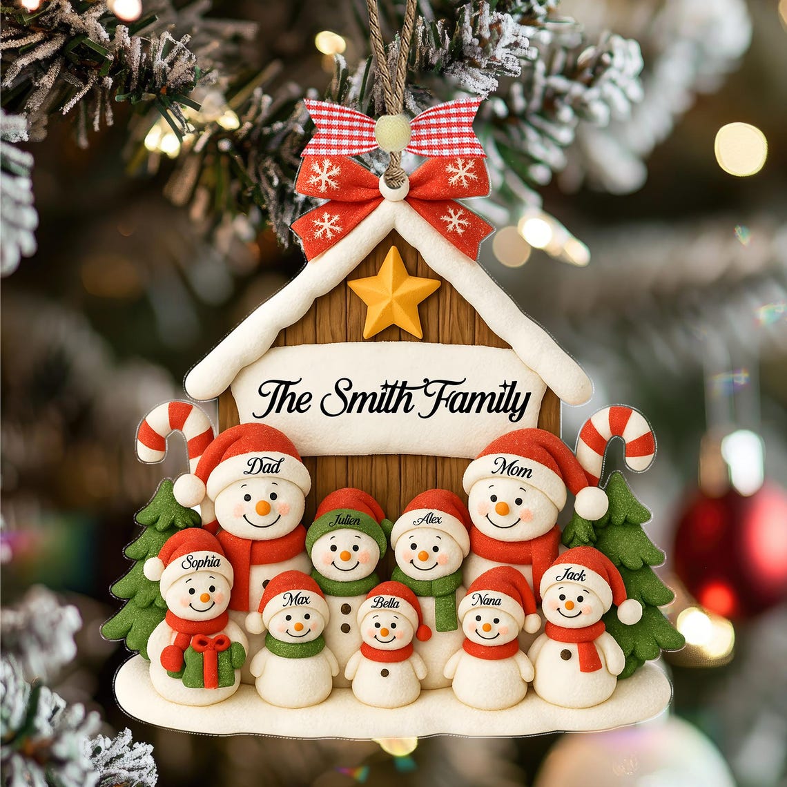 Snowman Family Christmas Ornament, Acrylic Ornament, Family Personalized Gifts, Christmas Tree Decoration
