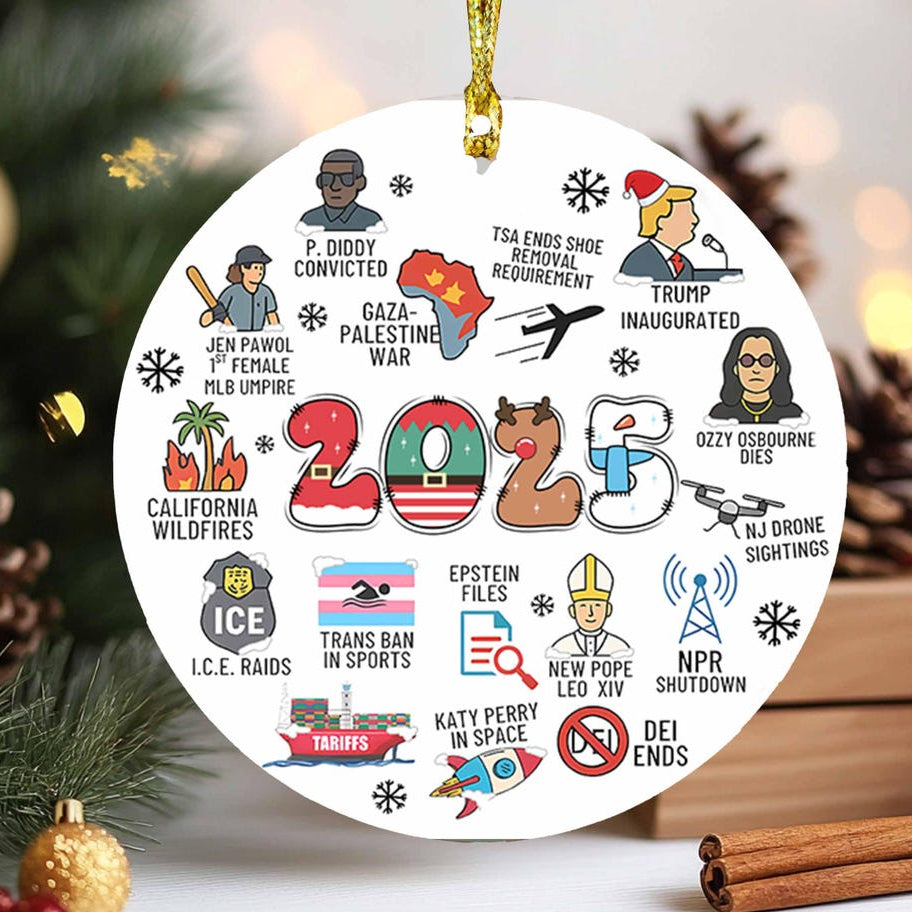 2025 Year In Review Ceramic Ornament, Funny Christmas Ornament, Xmas Decorations