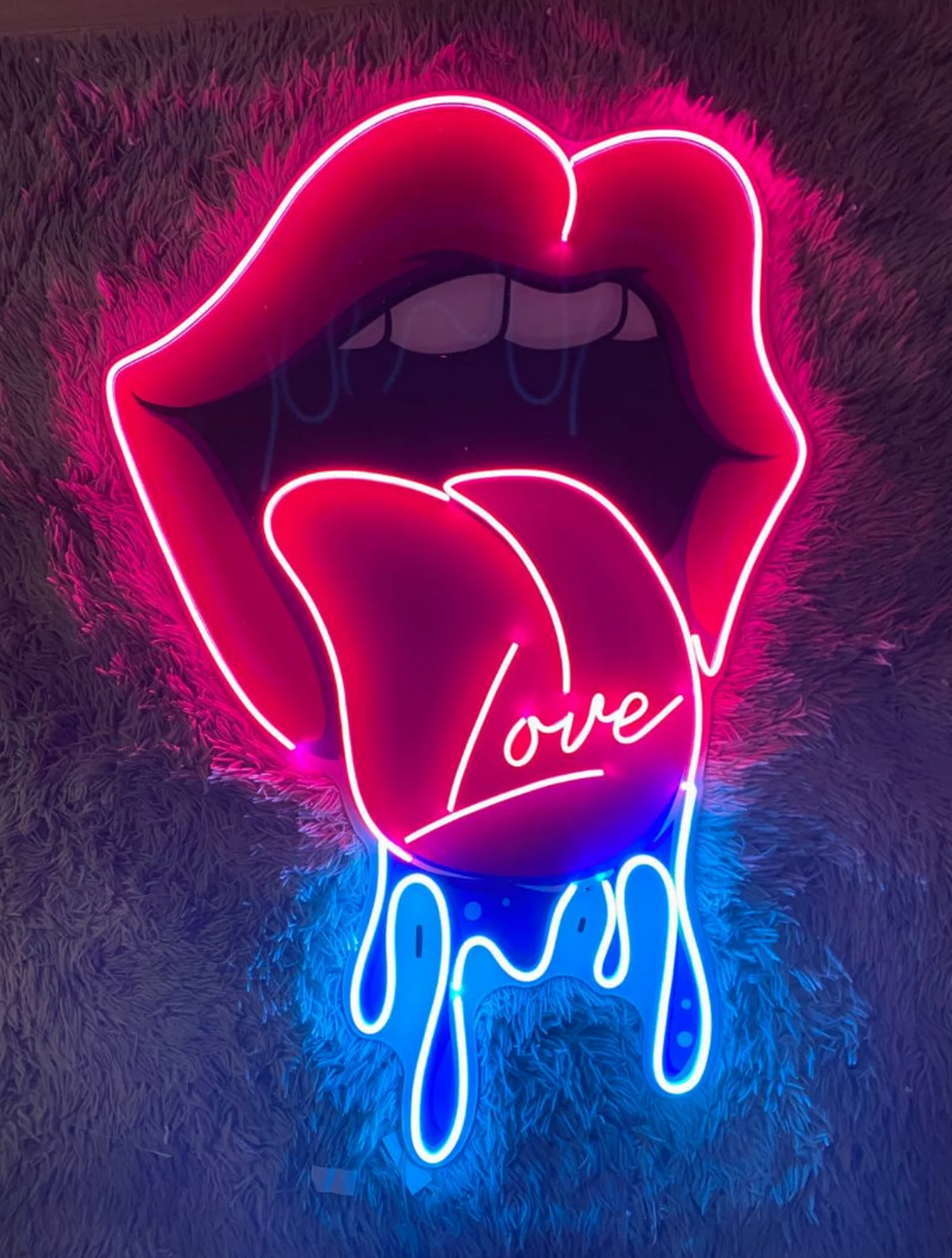 Dripping Lips Neon Sign, Sexy Lips Led Sign, Dripping Love Neon Wall Decor, Valentine Gift For Him