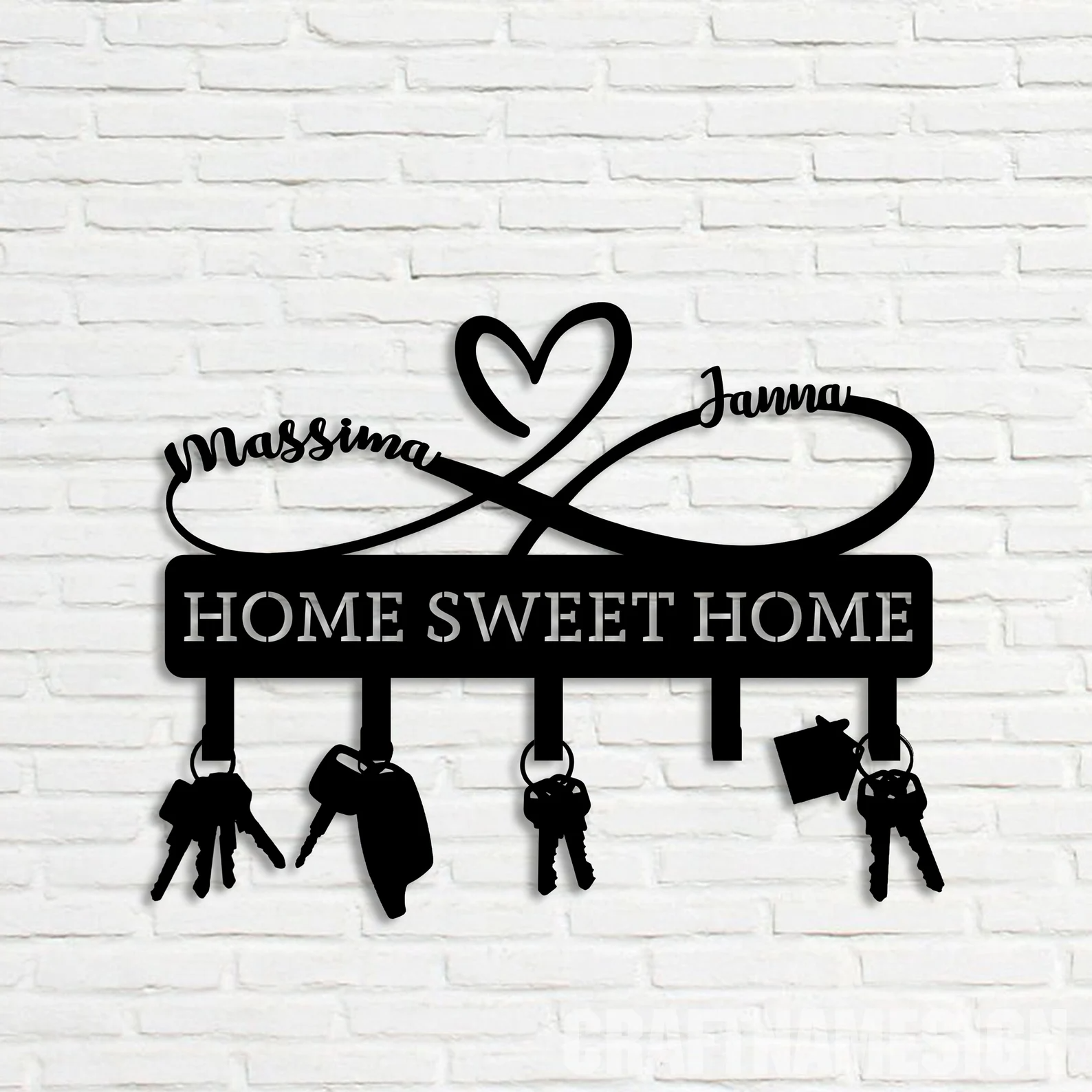 Infinity Heart Home Sweet Home Metal Wall LED Light, Couple Neon Wall Decor, Couple Valentine Gift