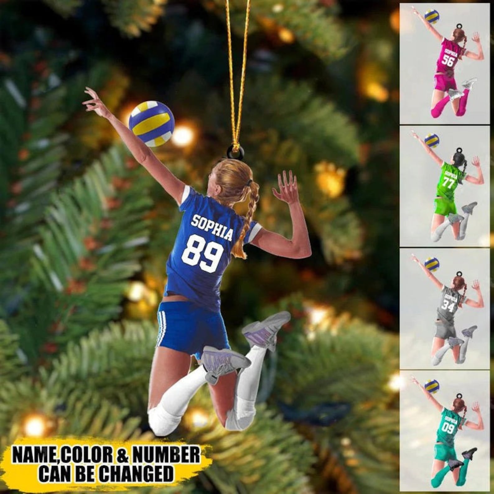 Personalized Volleyball Girl Acrylic Christmas Ornament, Volleyball Ornament, Christmas Gift