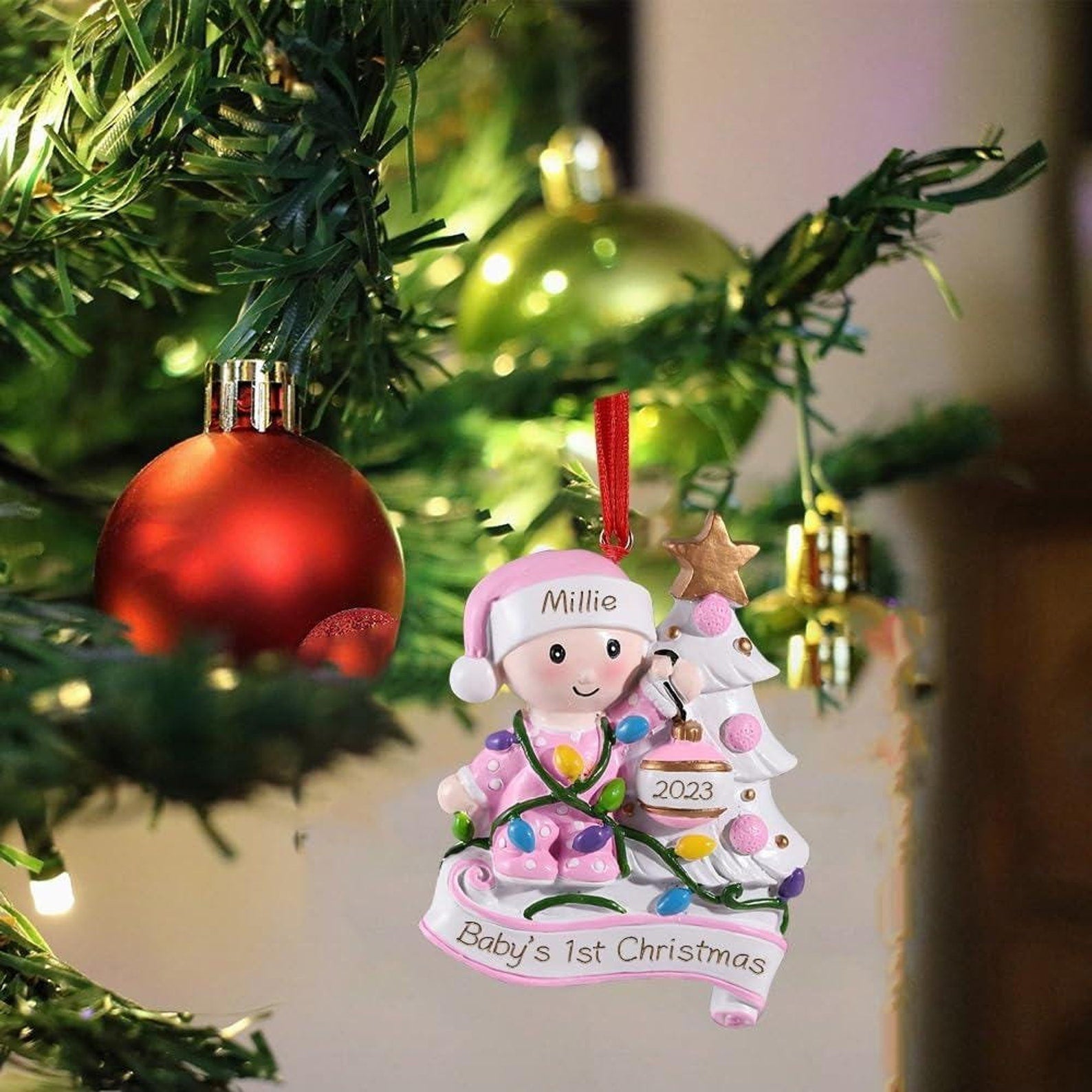 Personalized Babys First Christmas Ornament, Resin Christmas Ornaments, Baby Gifts