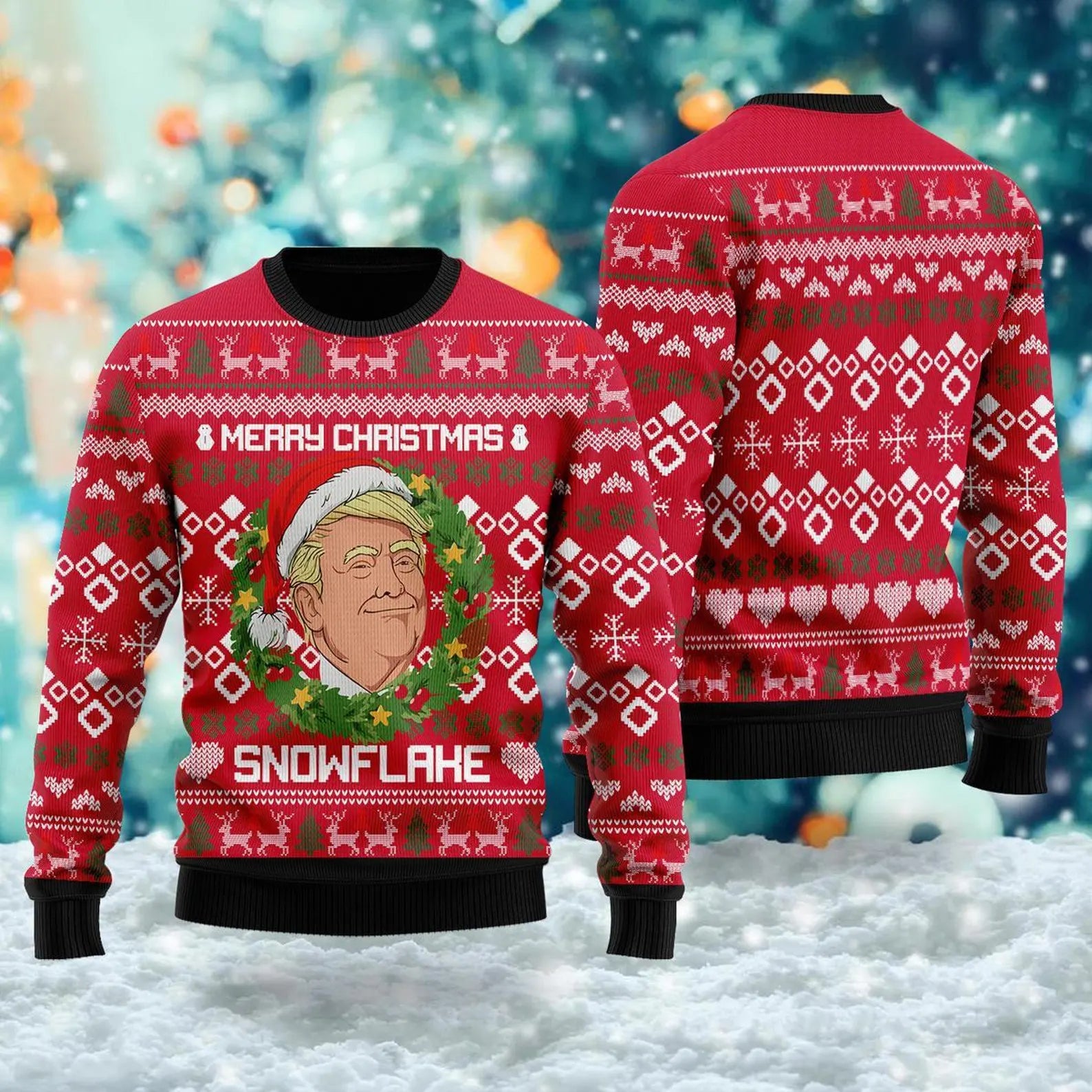 Trump2024 Snowflake Sweater, Political Ugly Christmas Sweater, Funny Christmas Sweatshirt