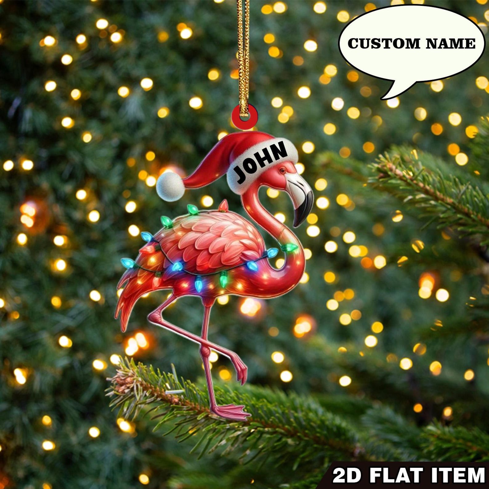 Flamingo Christmas Ornament, Christmas Tree Decoration, Acrylic Ornament, Christmas Ornament