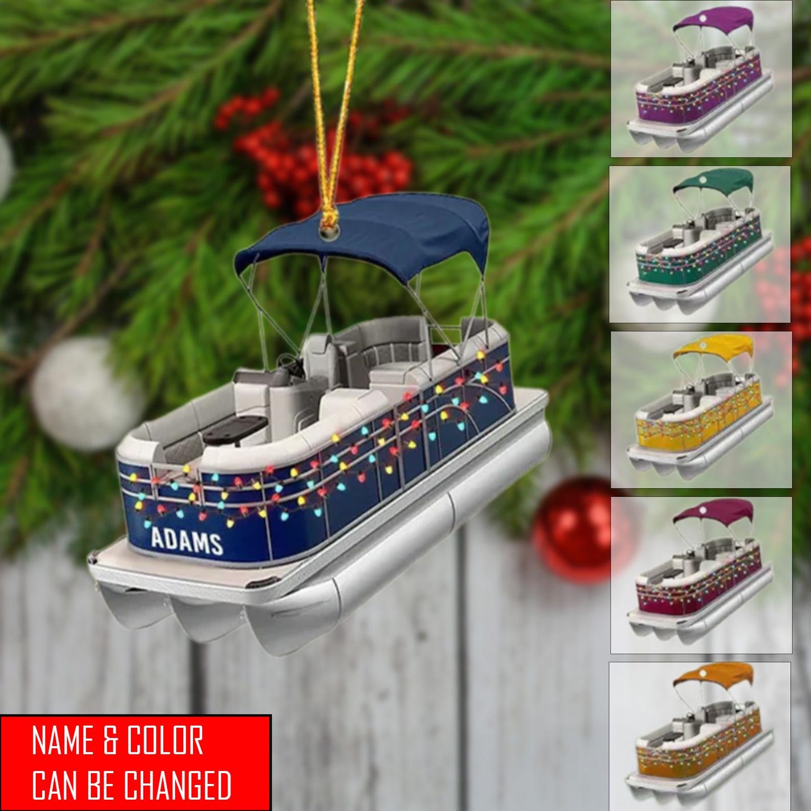 Personalized Pontoon Boat Ornament, Acrylic Christmas Ornament, Pontoon Boat Gifts