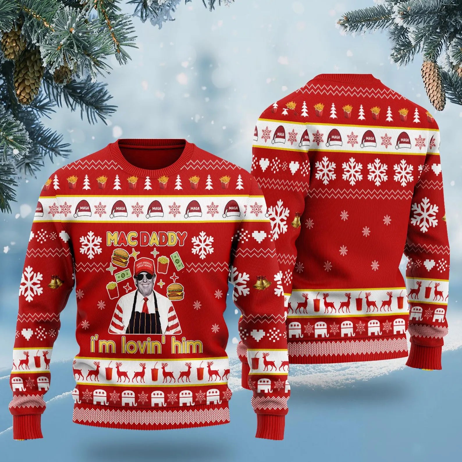 Trump2024 Mac Daddy Christmas Sweater, Political Ugly Christmas Sweater