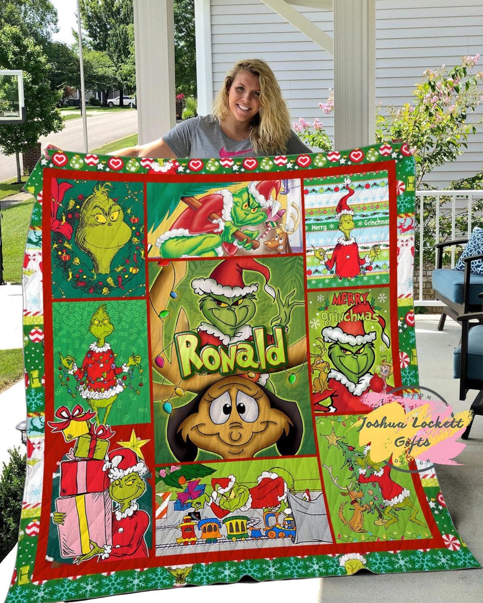 The Grinch Personalized Christmas Blanket, Christmas Gifts