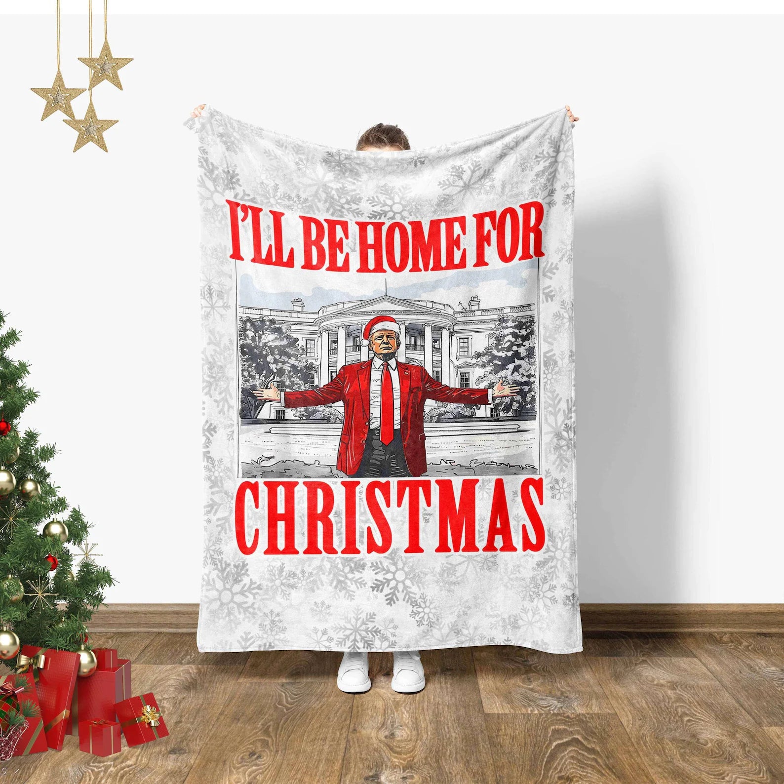 I’ll Be Home For Christmas Blanket Trump2024, Unique Christmas Gifts For Family, Christmas Home Decor