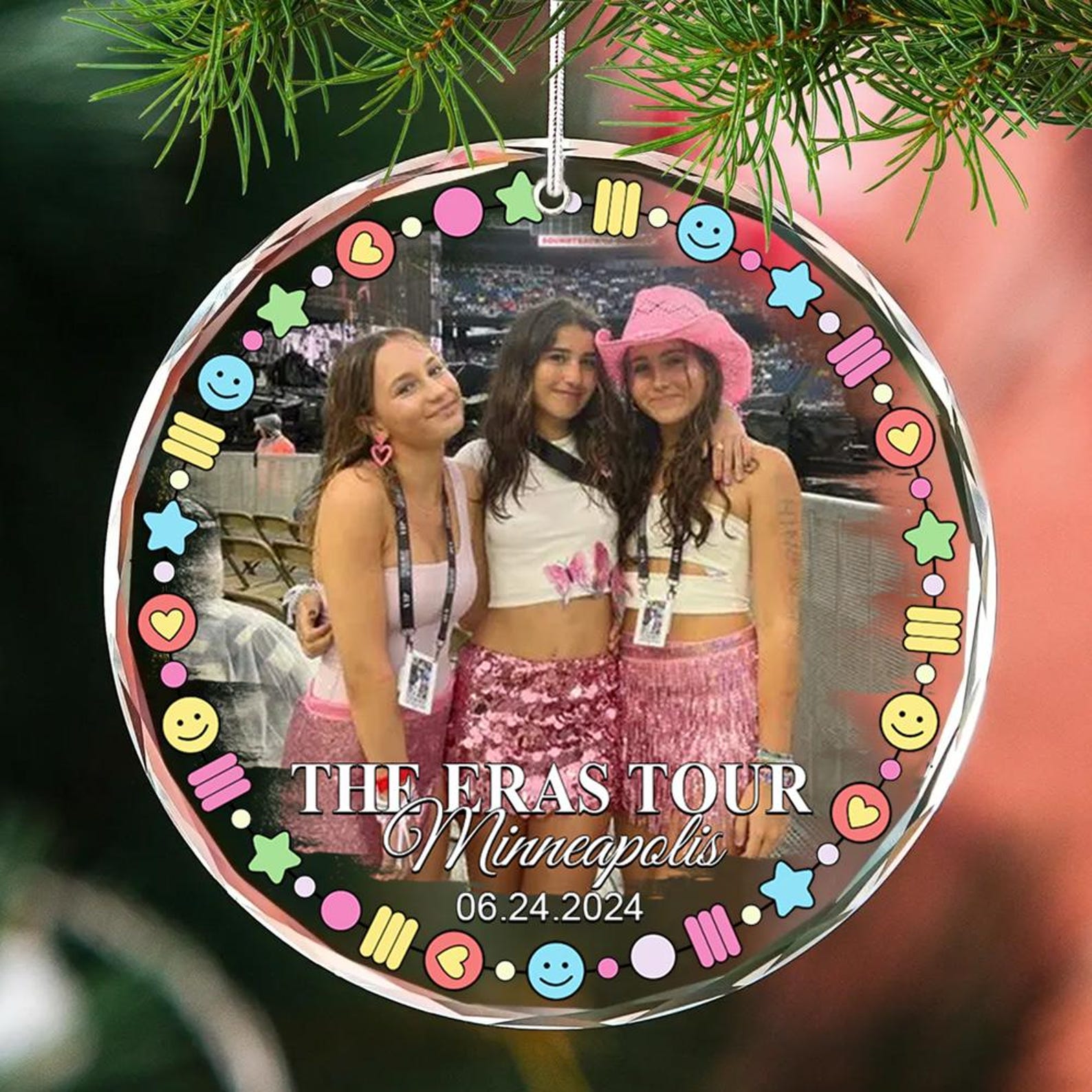 The Eras Tour Custom Photo Christmas Glass Ornament, Swiftie Ornament, Gift For Swifties