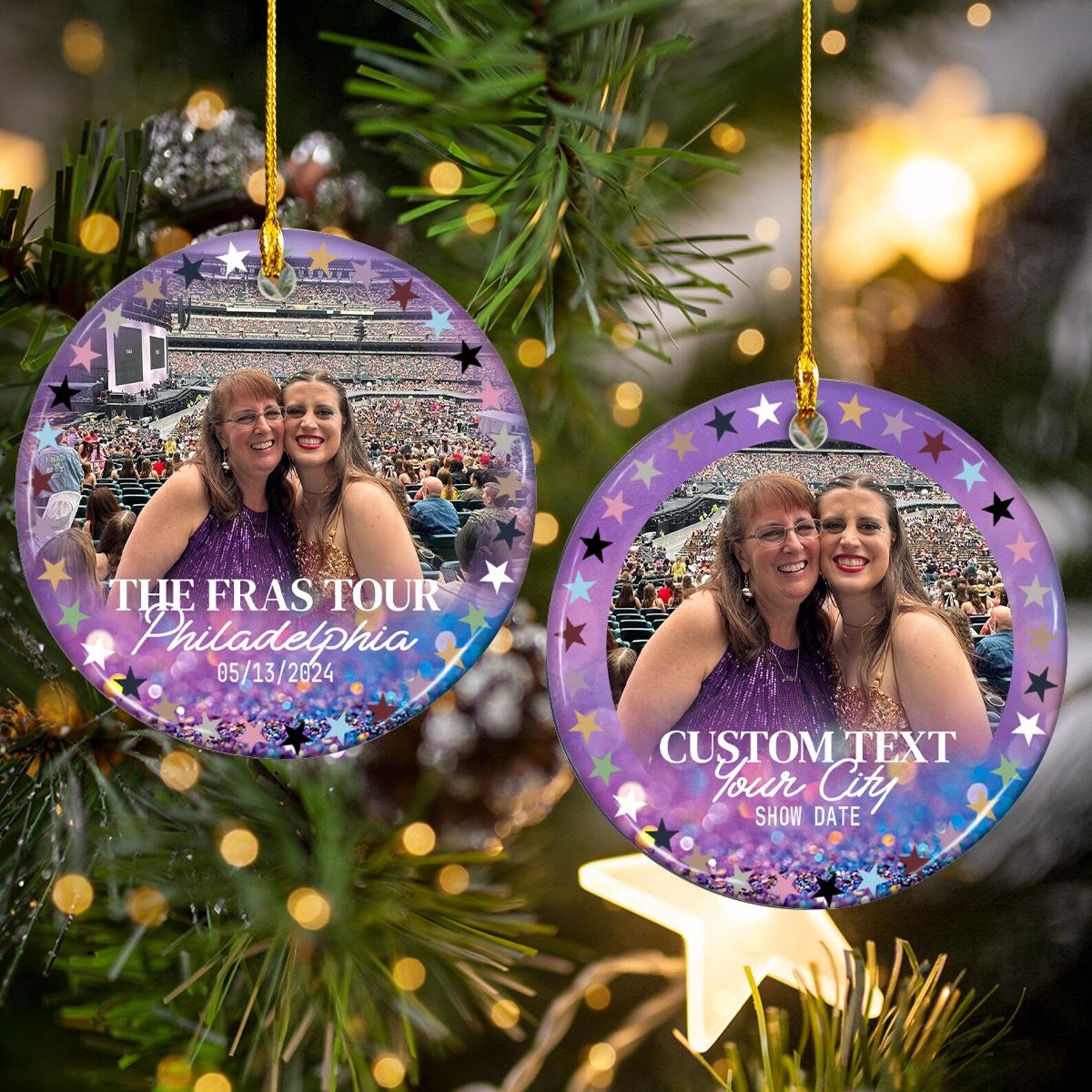 Custom Photo Christmas Ceramic Ornament, The Eras Tour 2024, Gift For Swifties