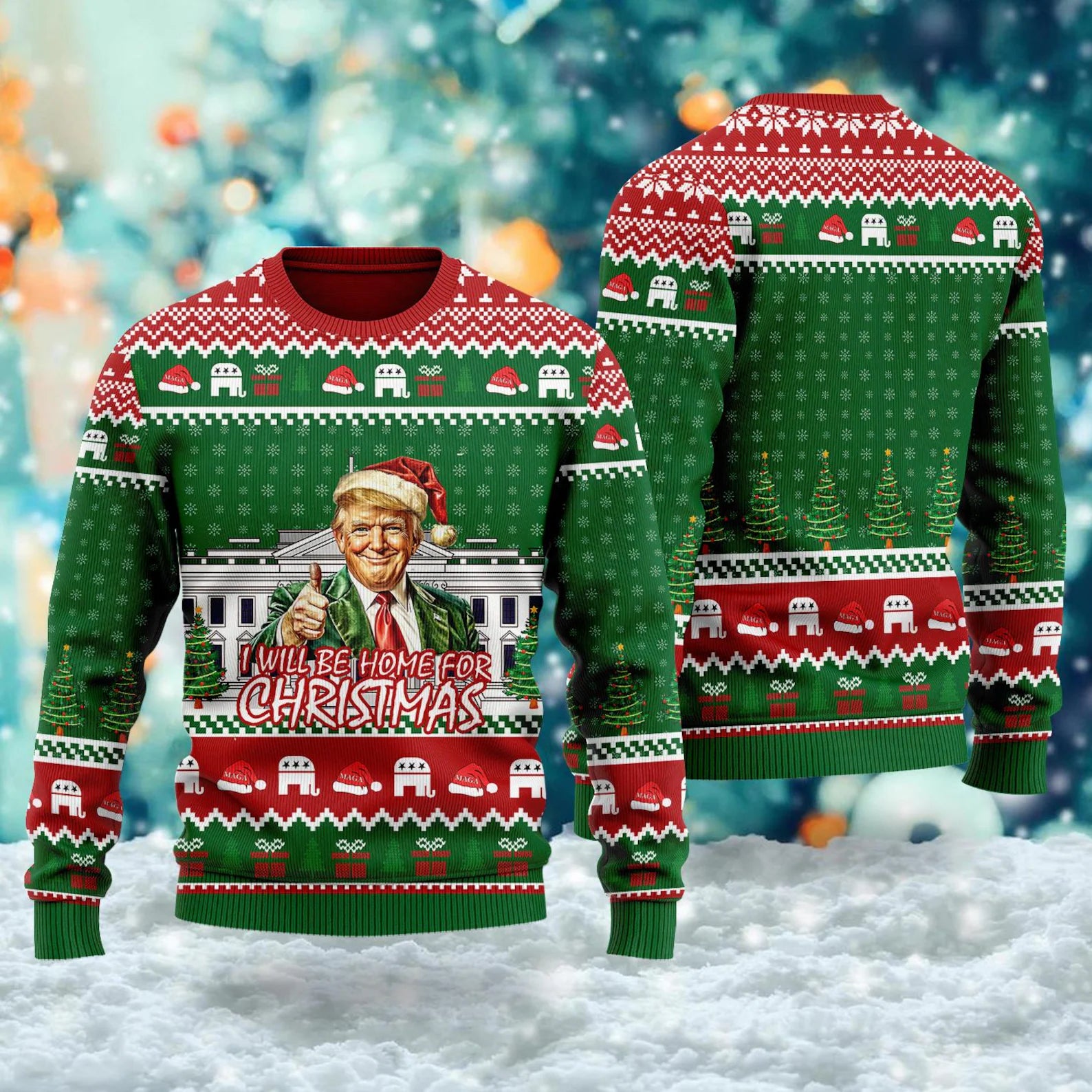 I'll Be Home  Christmas Ugly Sweater, Trump2024 Xmas Gift, Political Ugly Christmas Sweater