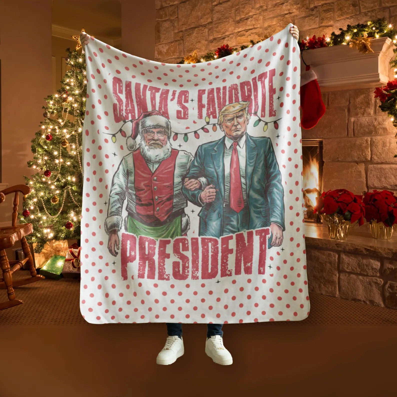 Santa Christmas Blanket, Trump2024 Christmas Home Decor, Christmas Gift For Family