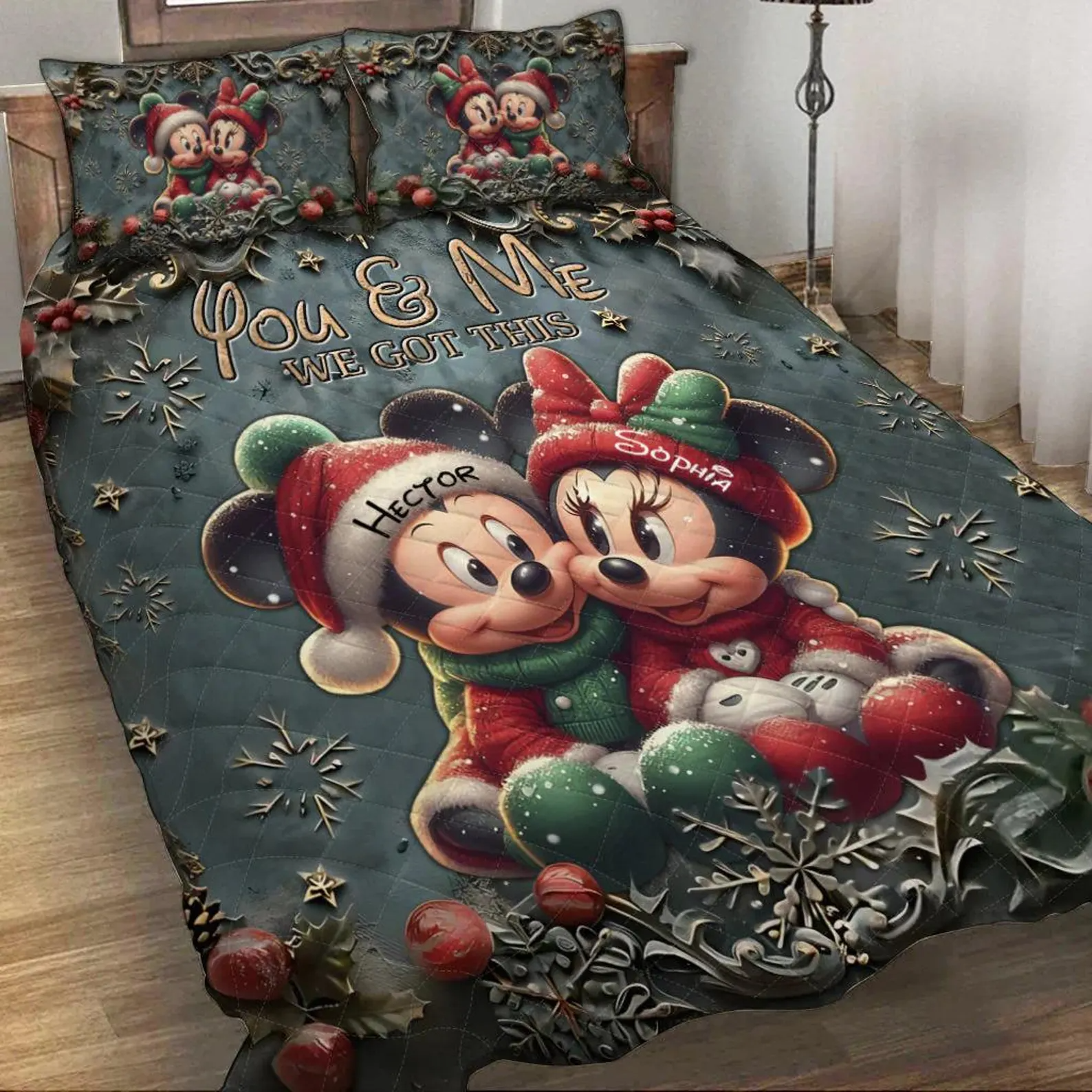 You & Me We Got This Cartoon Couple Quilt Bed Sets, Mickey And Minnie Bedding Set, Couple Valentine Gift