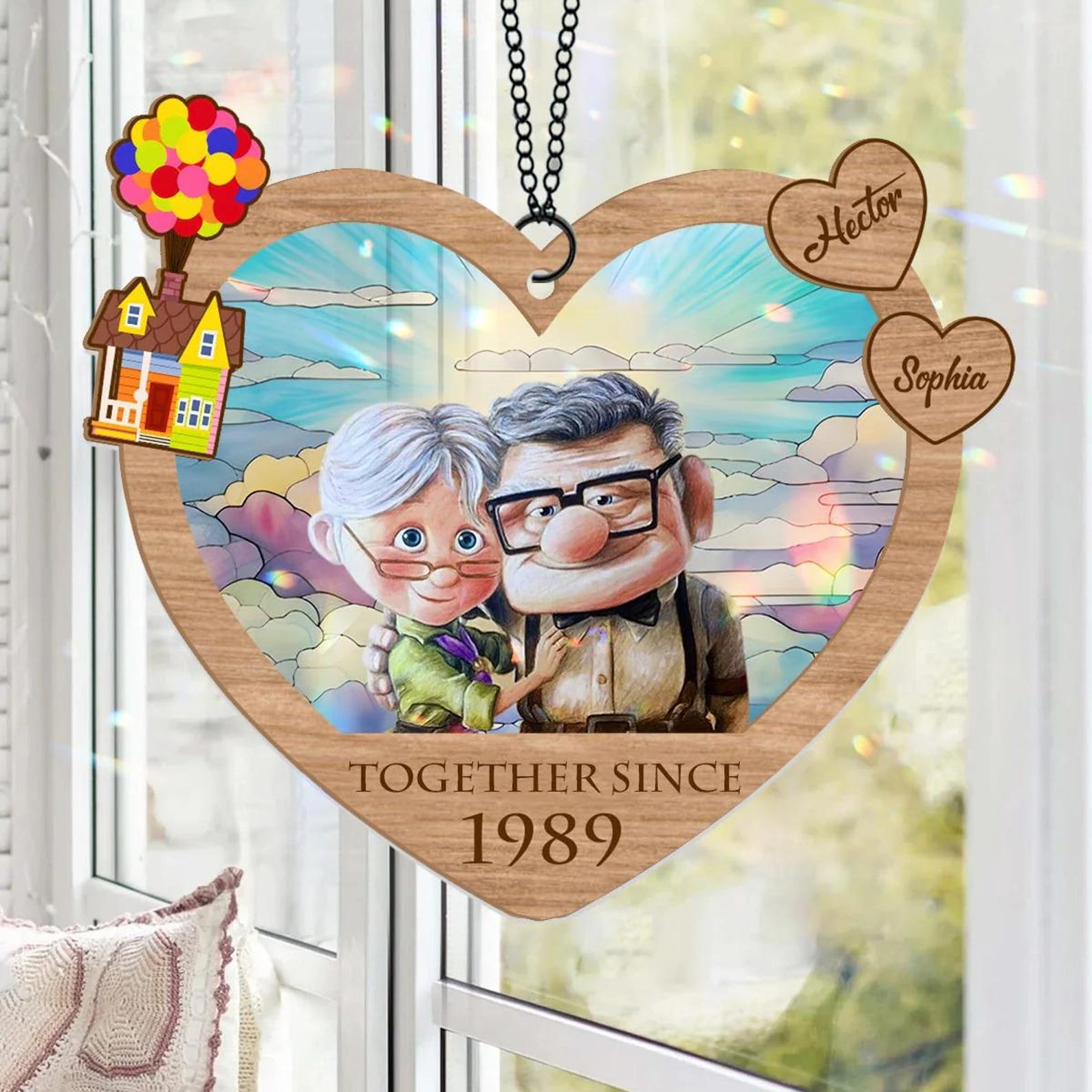 Together Since Personalized 2 Layered Window Hanging Suncatcher, Anniversary Gift For Couple