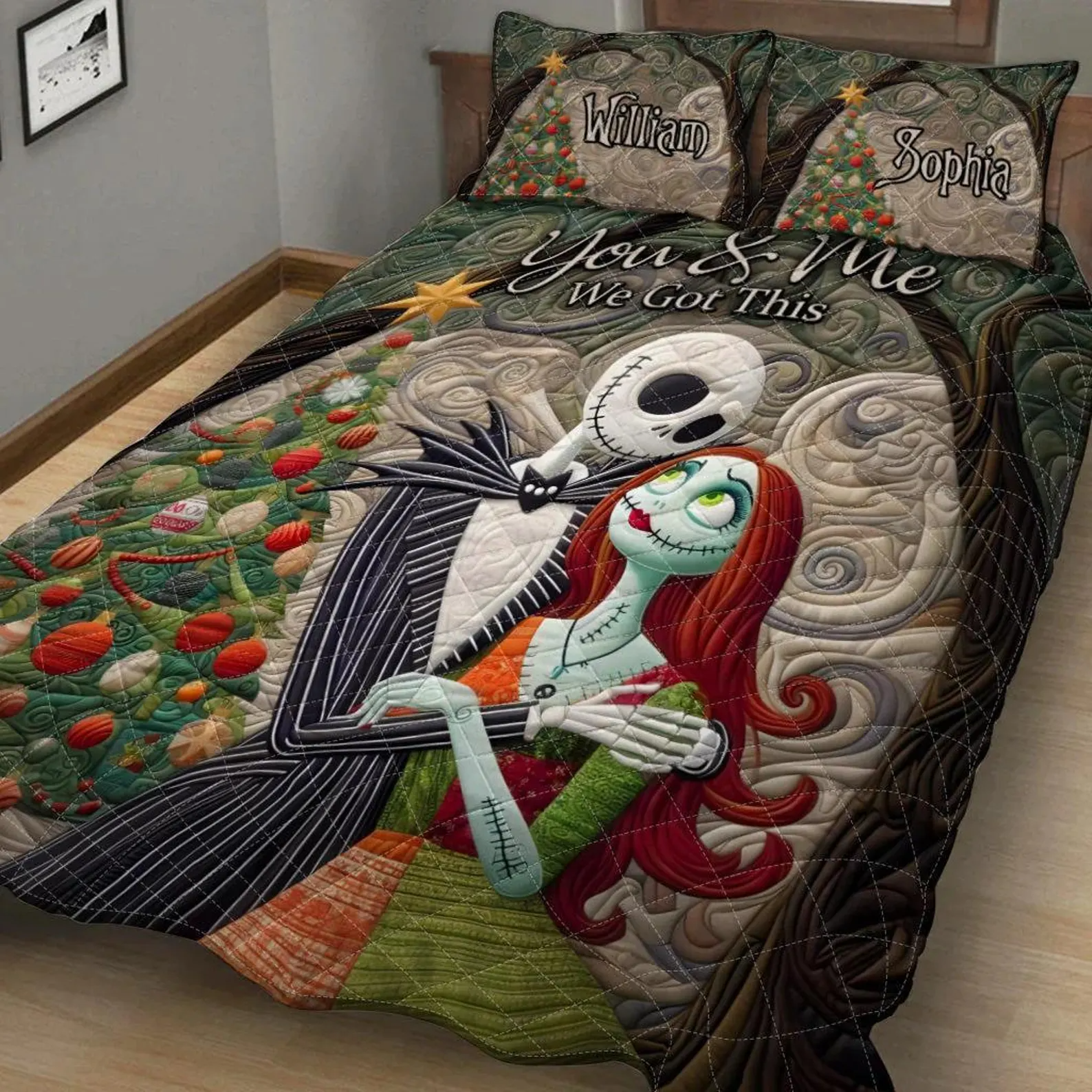 You And Me We Got This Nightmare Before Quilt Bed Sets, Couple Bedding Set, Jack And Sally Duvet, Couple Valentine Gift