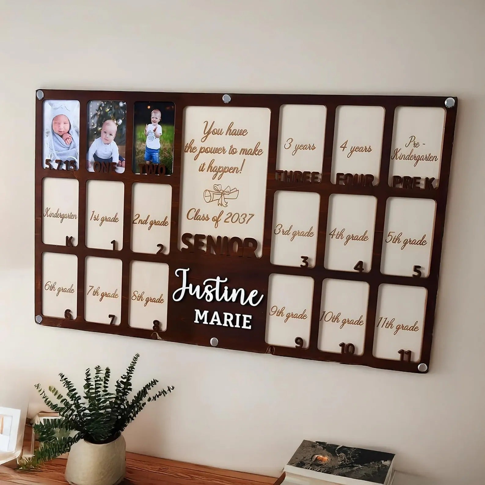 Personalized School Years Photo Frame for Kids, Custom Kindergarten To Grad Picture Frames, Graduation Gift, Birthday Gift