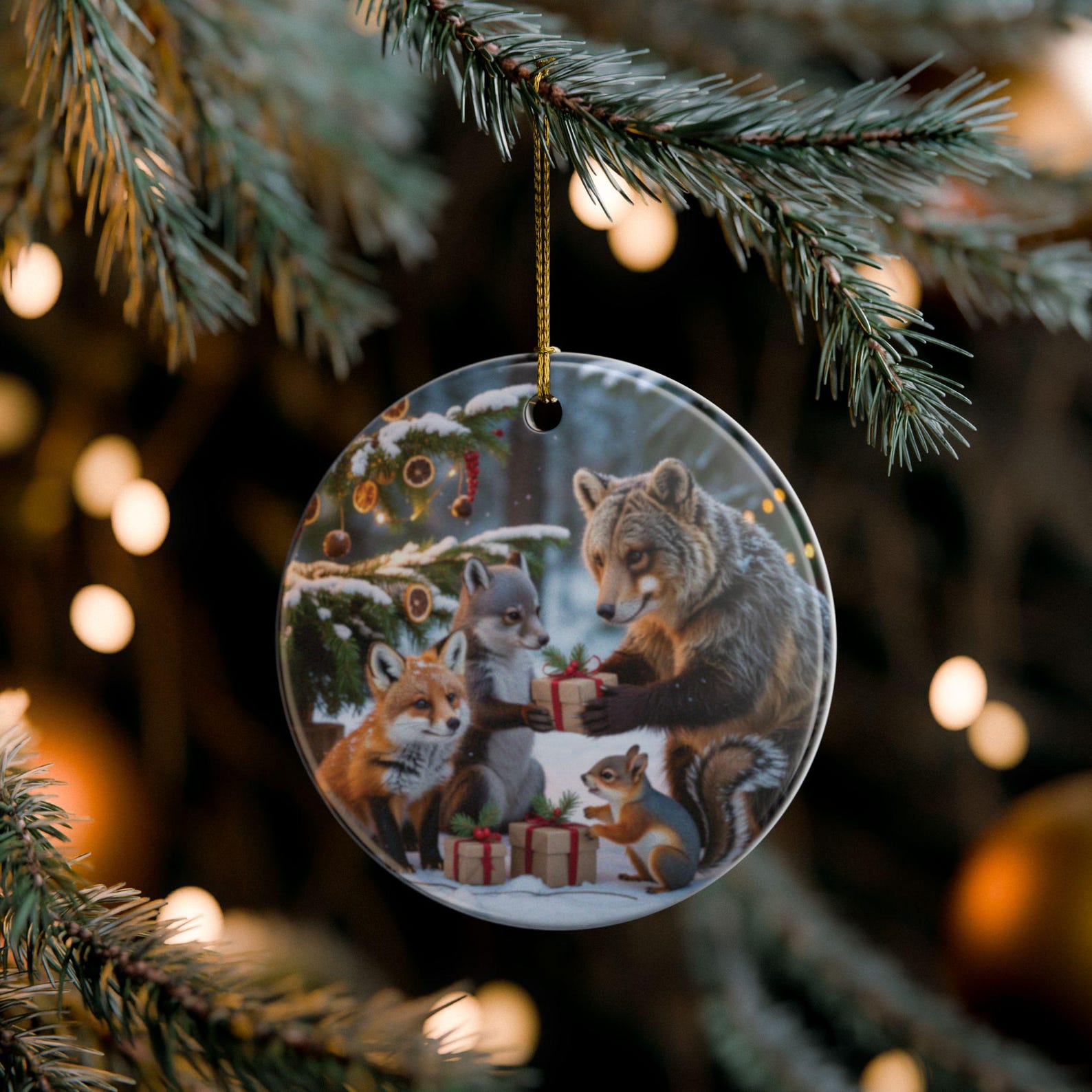 Woodland Acrylic Christmas Ornaments Festive Holiday Decor, Christmas Gift For Family, Friends Or Loved Ones