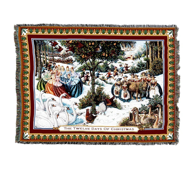 Twelve Days of Christmas Blanket Woven, Christmas Home Decor, Christmas Gifts