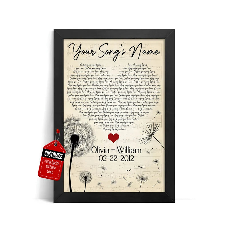 Custom Canvas Song Lyrics For Couple, Anniversary Gifts For Her, Wall Art Decor