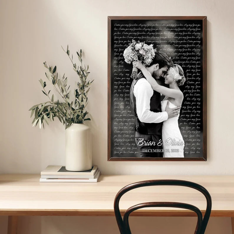 First Dance Custom Song Lyrics Poster Canvas, Best Wedding Gift