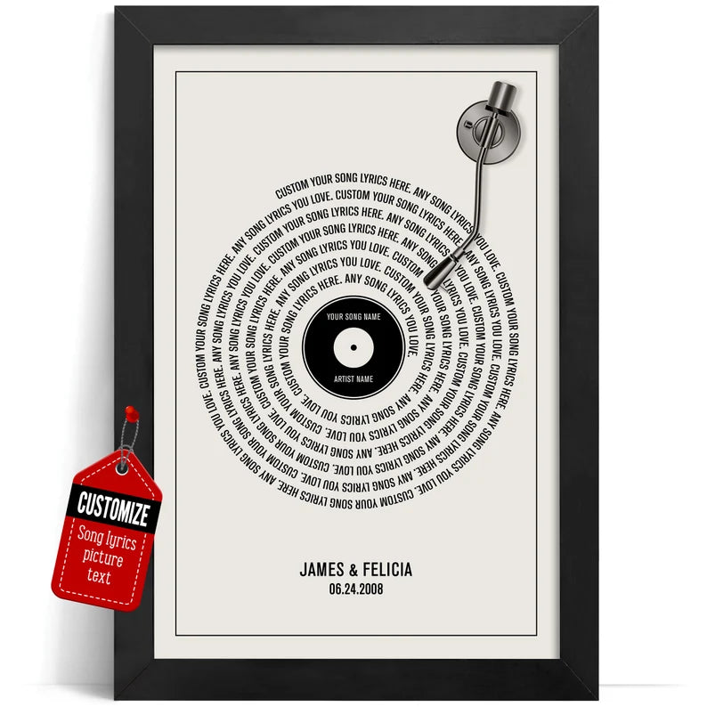 Vinyl Record Custom Song Lyrics, Anniversary Gifts For Her, Wall Art Decor