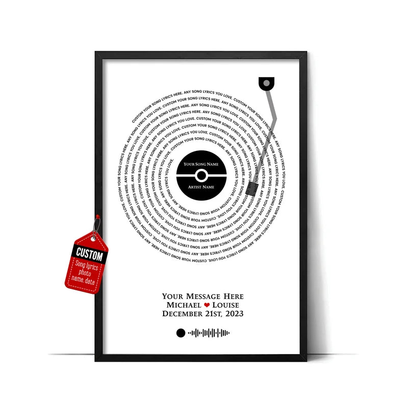 Vinyl Record Custom Print Canvas Anniversary Gift, Engagement Gift Ideas