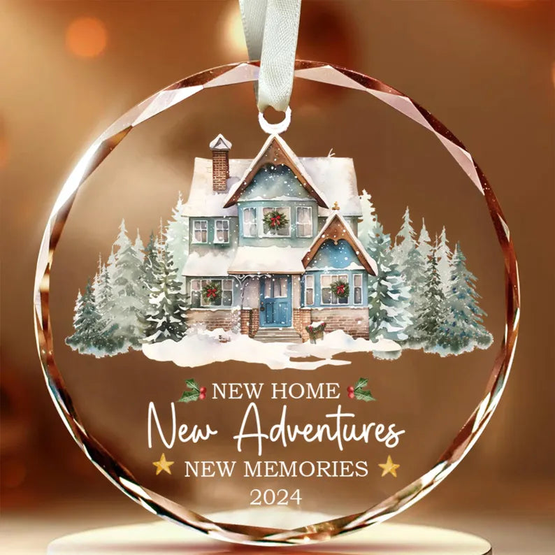 New Home New Adventures New Memories Christmas Glass Ornament, Gift For New House