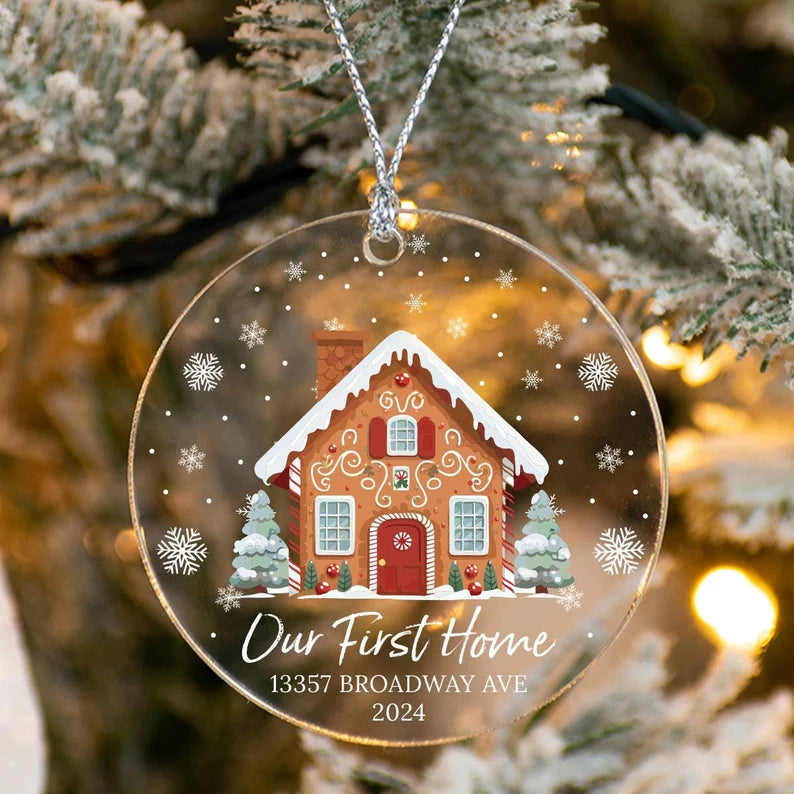 First Christmas In Our New Home Ornament, Home Address Ornament, Gift For New Home