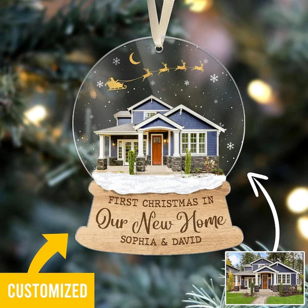 Personalized First Christmas In Our New Home Ornament 2024 Acrylic Ornament, Gift For Family