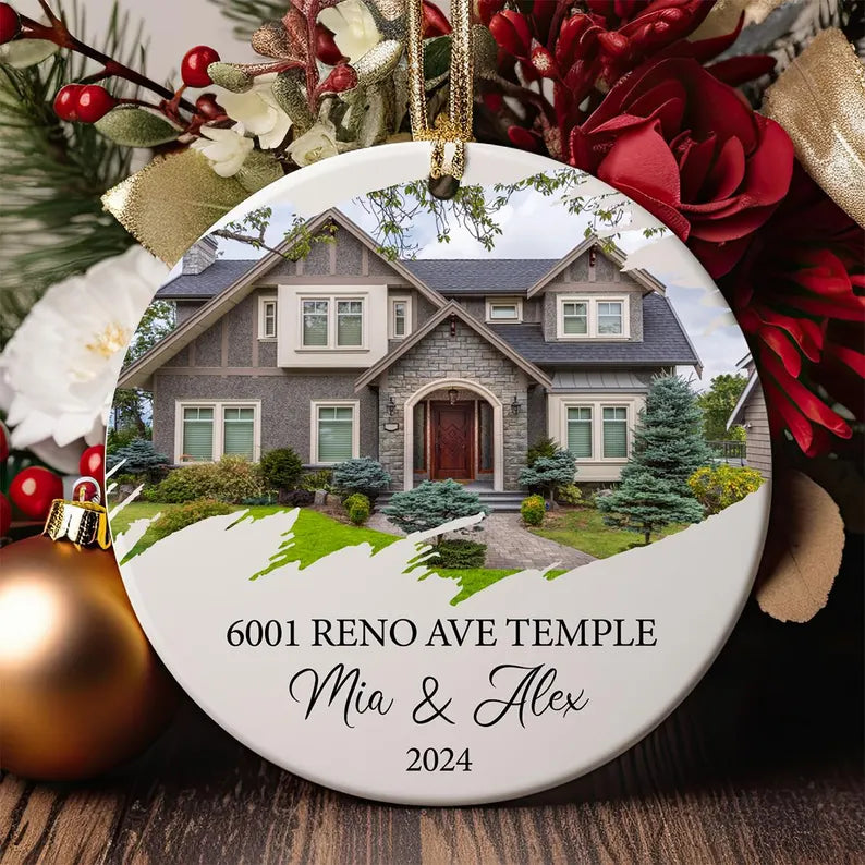 Our Happy Home Christmas Ornament, Home Address Ornament, Gift For Couple