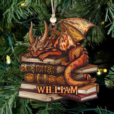 Personalized Dragon Book Ornament, 3d Christmas Ornaments, Dragon Gifts For Him