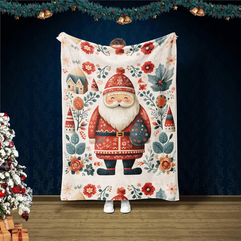 Santa Claus Woven Blanket, Christmas Home Decor, Christmas Gifts